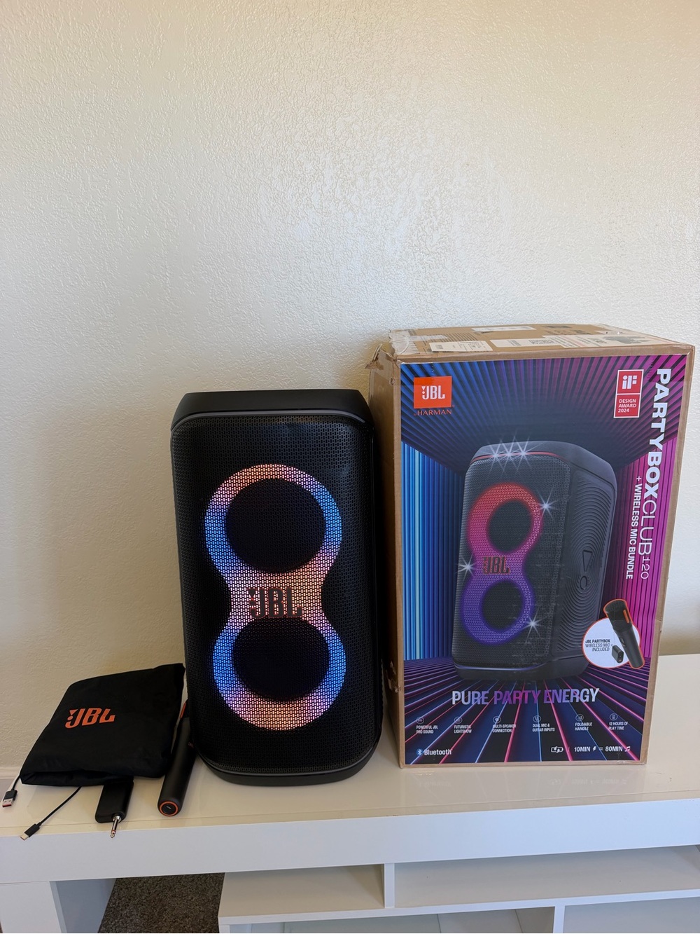 JBL 120 Portable Speaker with Multicolor RGB Light Rings - Black